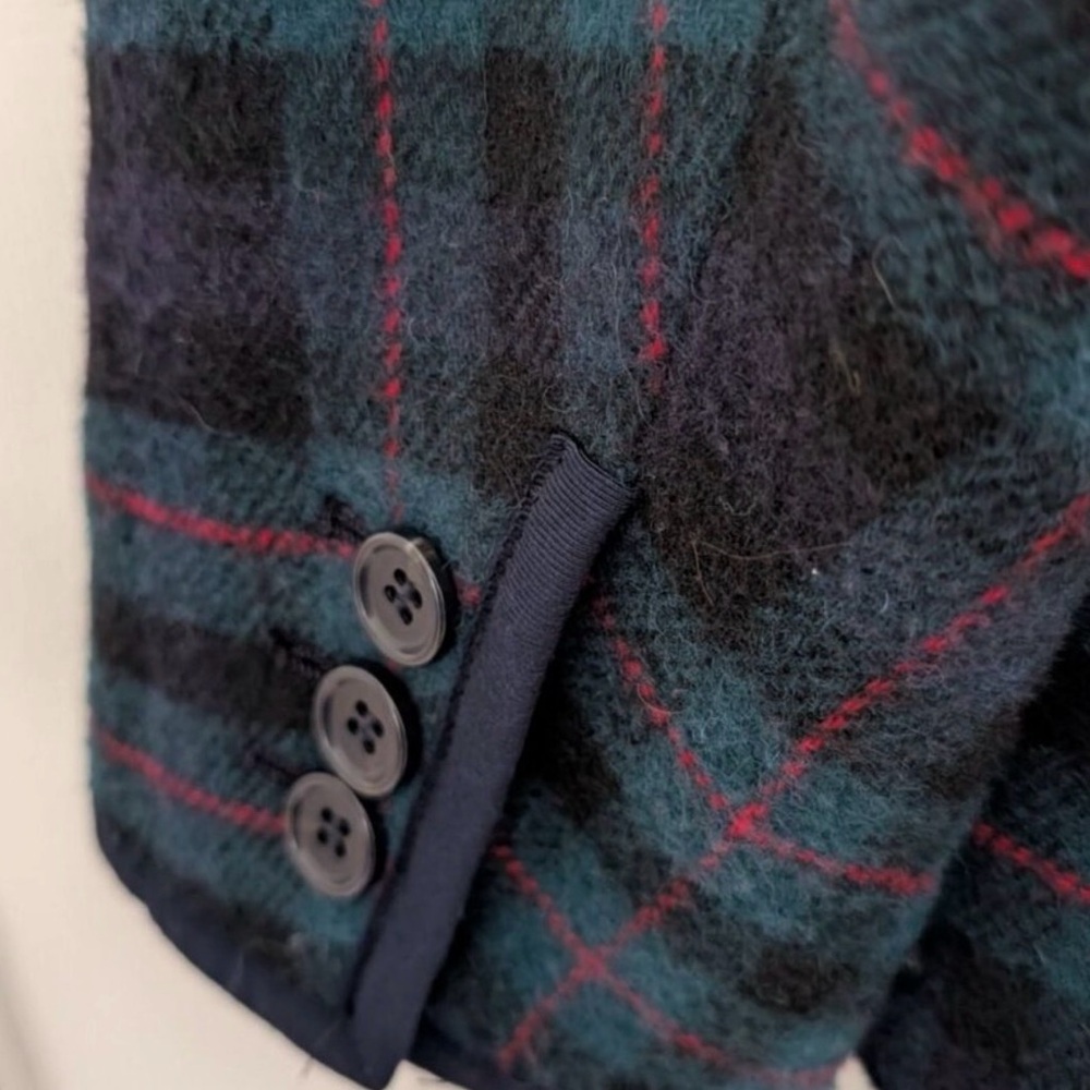Talbots Plaid 2 Button Blazer Womens Size 20W Blue Green Tartan Wool Blend - Picture 6 of 6